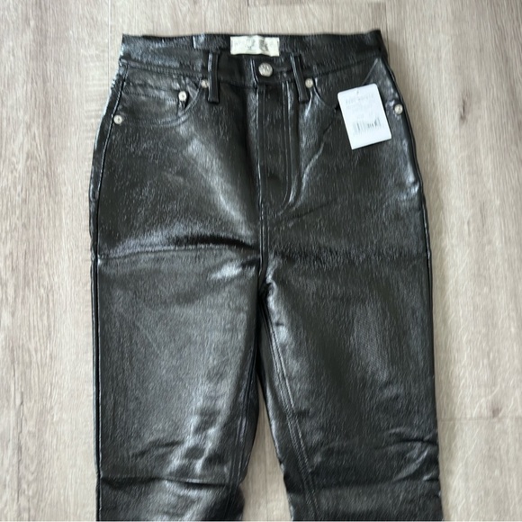 NWT Free People We The Free Phoenix Coated Jeans Black Shiny Patent Size 26 - Picture 4 of 12